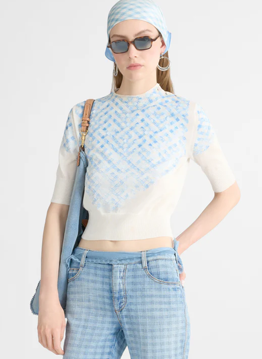 Gingham Woven Detail Knit - Ermanno Scervino