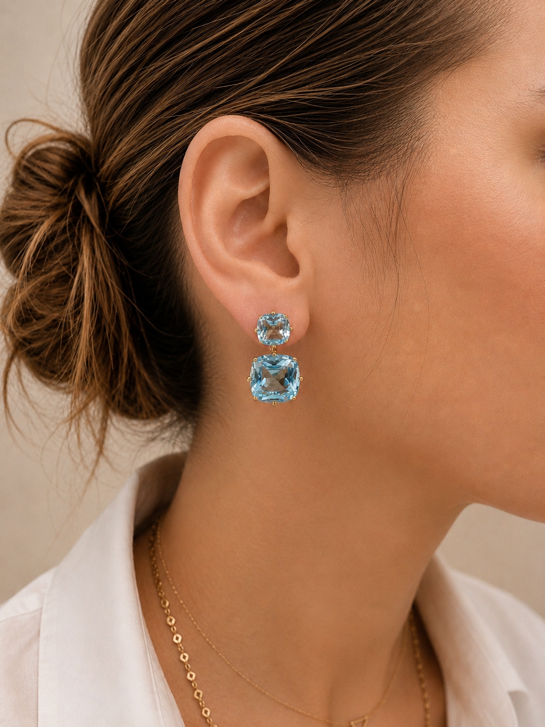 Gossip 2-Tier Blue Top Earrings