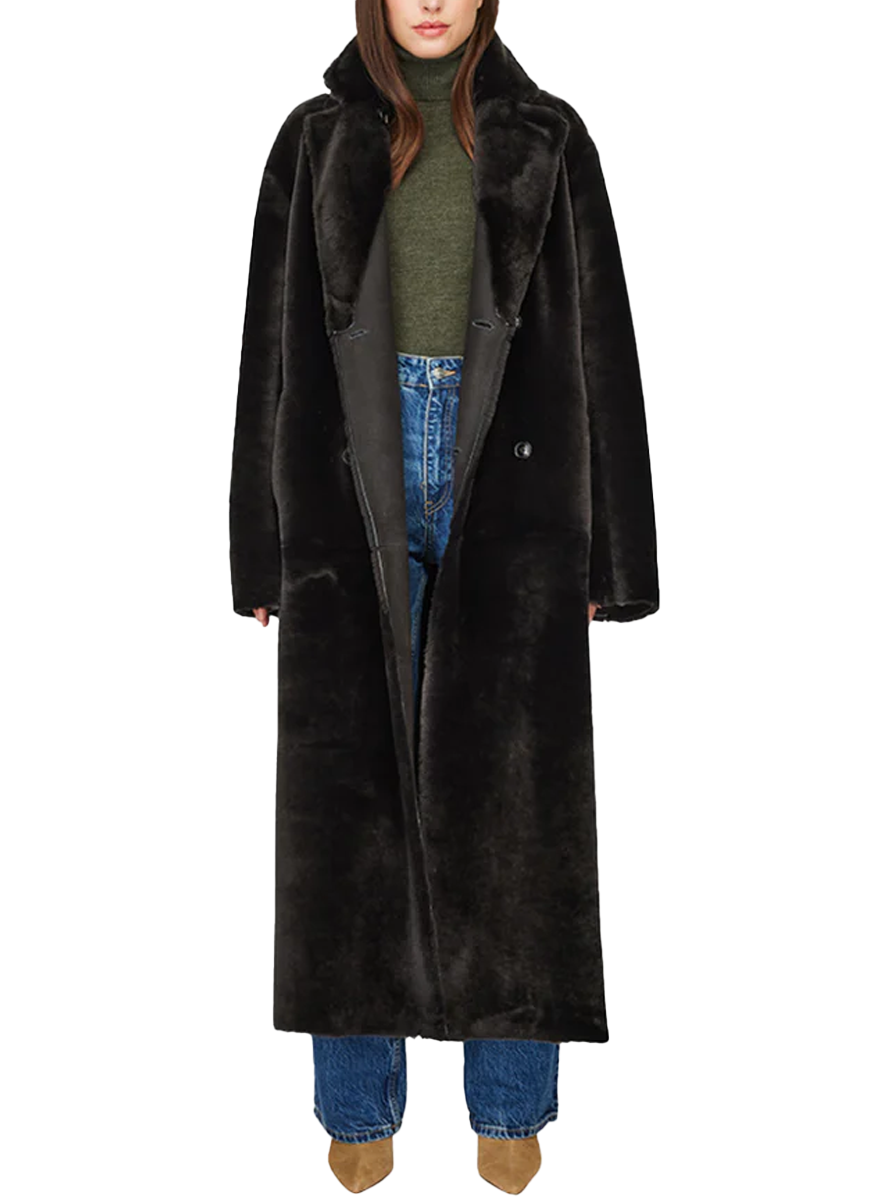 Danielle Black Vintage Reversible Shearling Duster