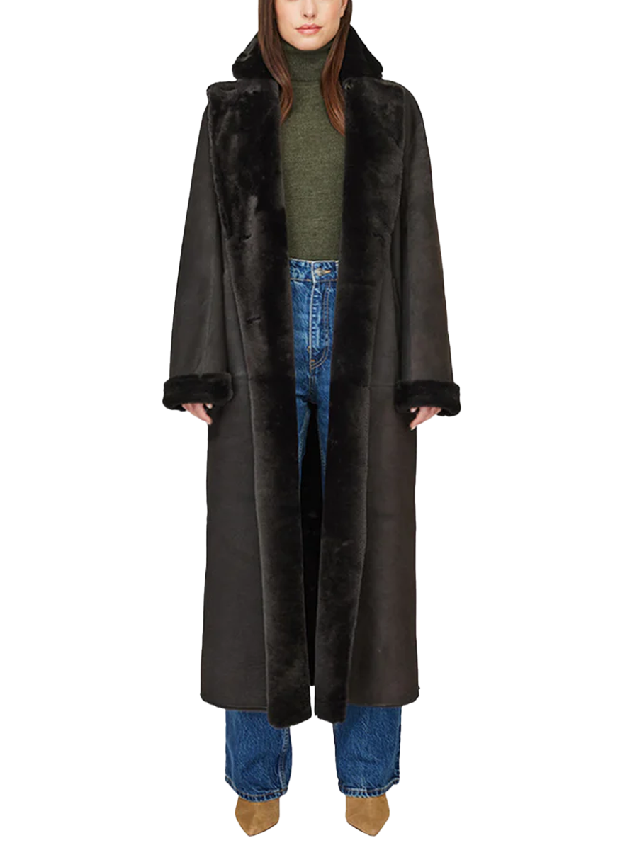 Danielle Black Vintage Reversible Shearling Duster