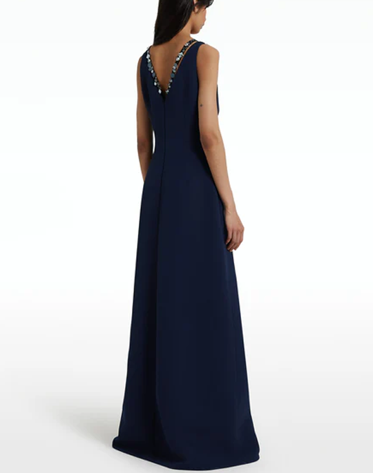 Mariam V-neck Aline Gown with Embellishment - Safiyaa