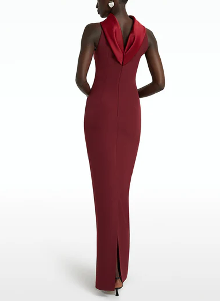 Holliana Crepe Column Gown - Safiyaa