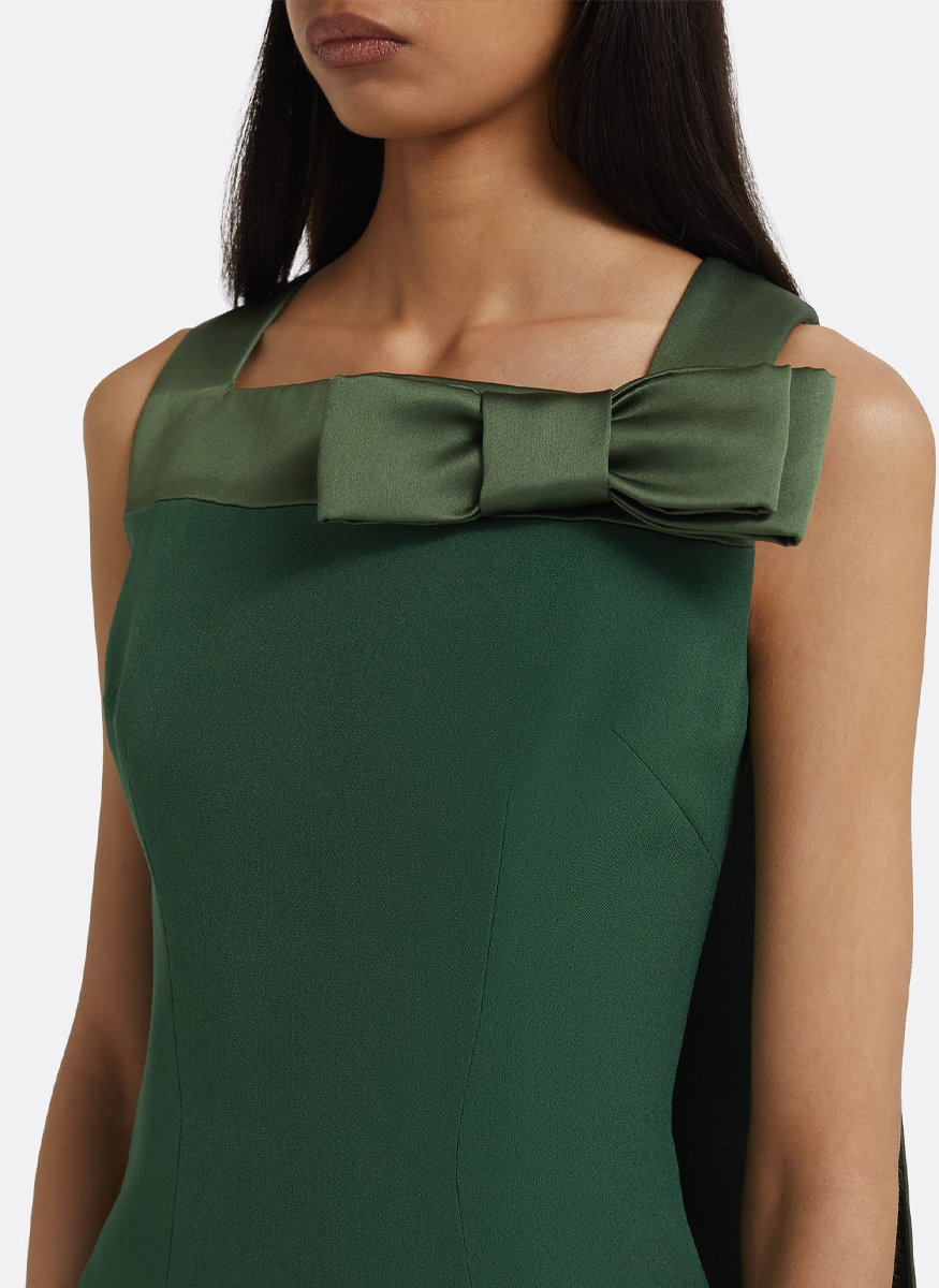 Harley Crepe Gown in Moss Green Harley Crepe Gown in Moss Green
