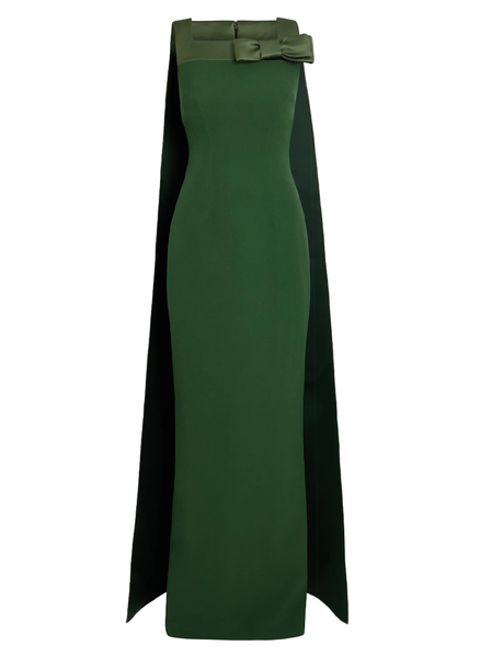 Harley Crepe Gown in Moss Green Harley Crepe Gown in Moss Green