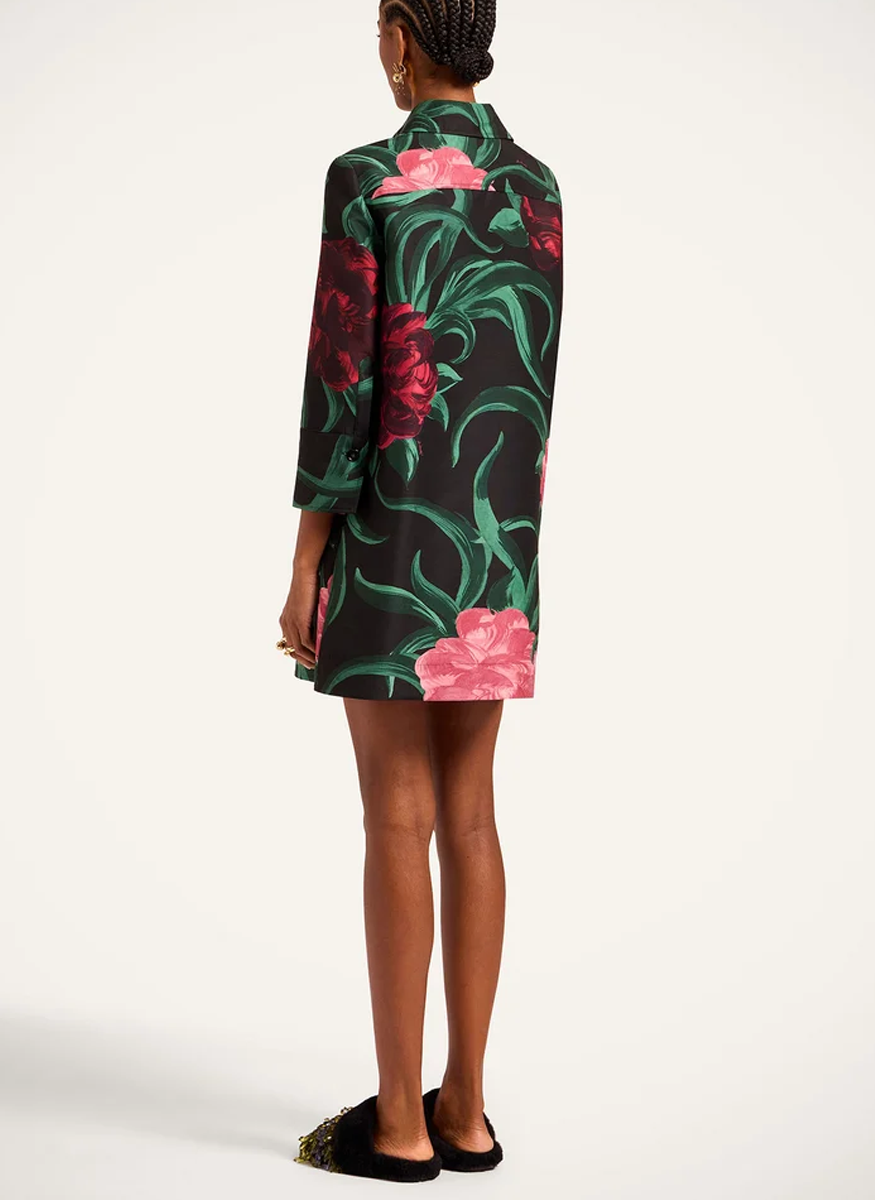 Short Artemis Dress Peony Black in Cady Wool - La DoubleJ