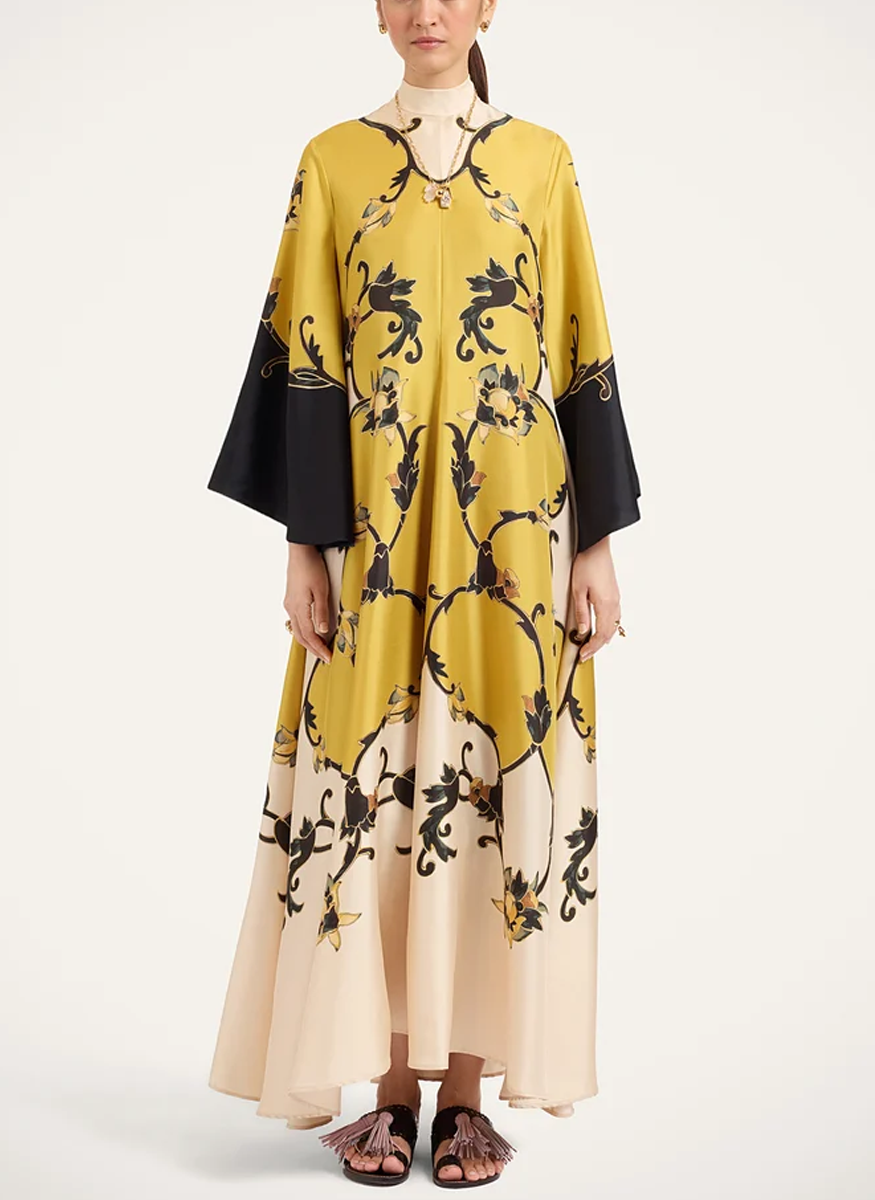 Magnifico Dress Buttercup Placée Gold in Silk Twill - La DoubleJ