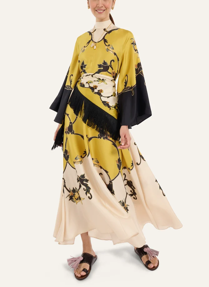 Magnifico Dress Buttercup Placée Gold in Silk Twill - La DoubleJ