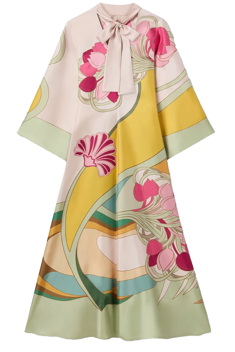 Magnifico Silk Twill Dress in Tulip Placée Green - La DoubleJ
