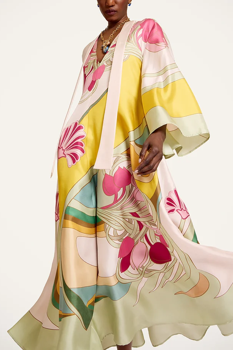 Magnifico Silk Twill Dress in Tulip Placée Green - La DoubleJ