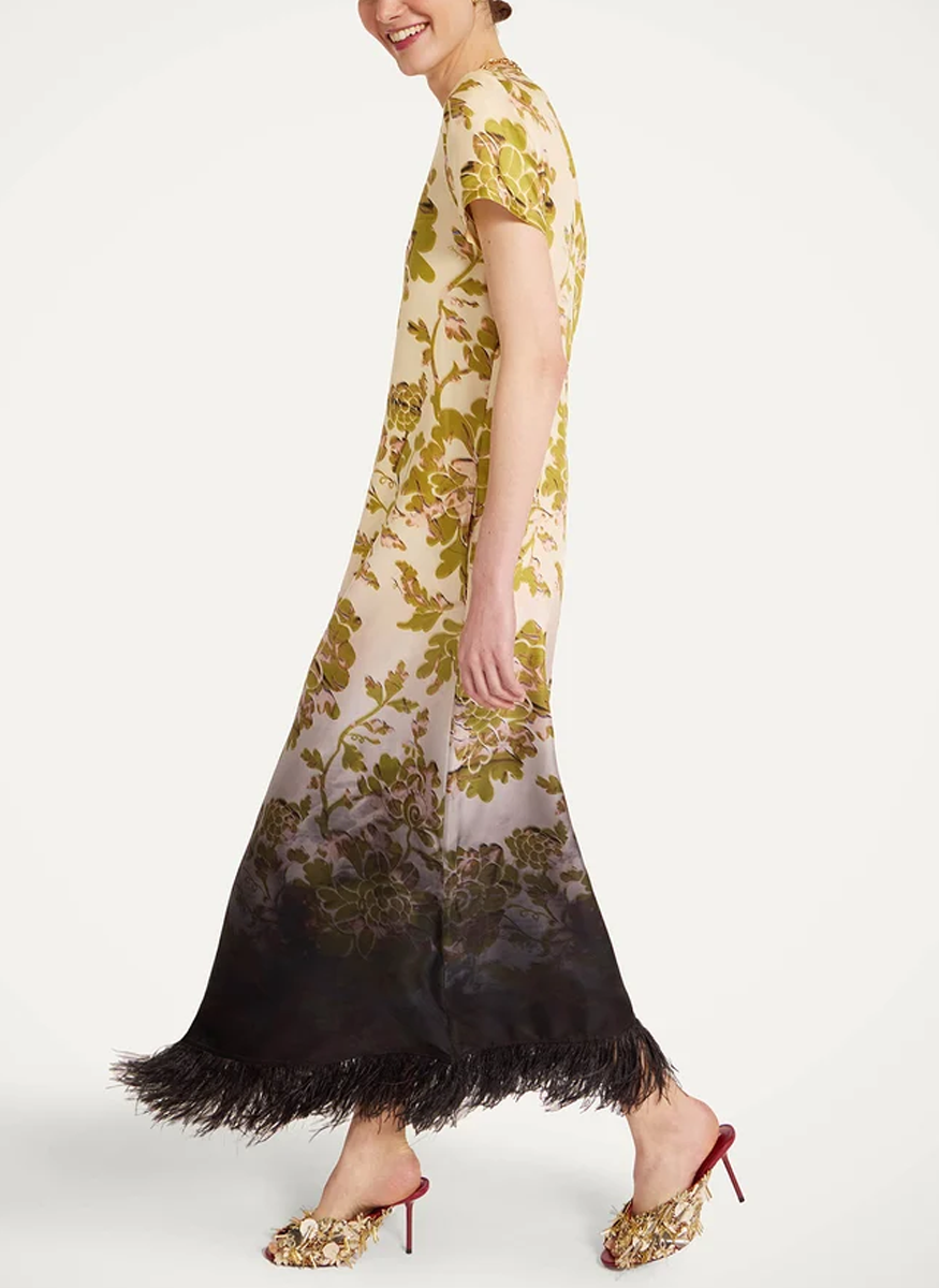 Swing Dress Ombré Placée with Feathers - La DoubleJ