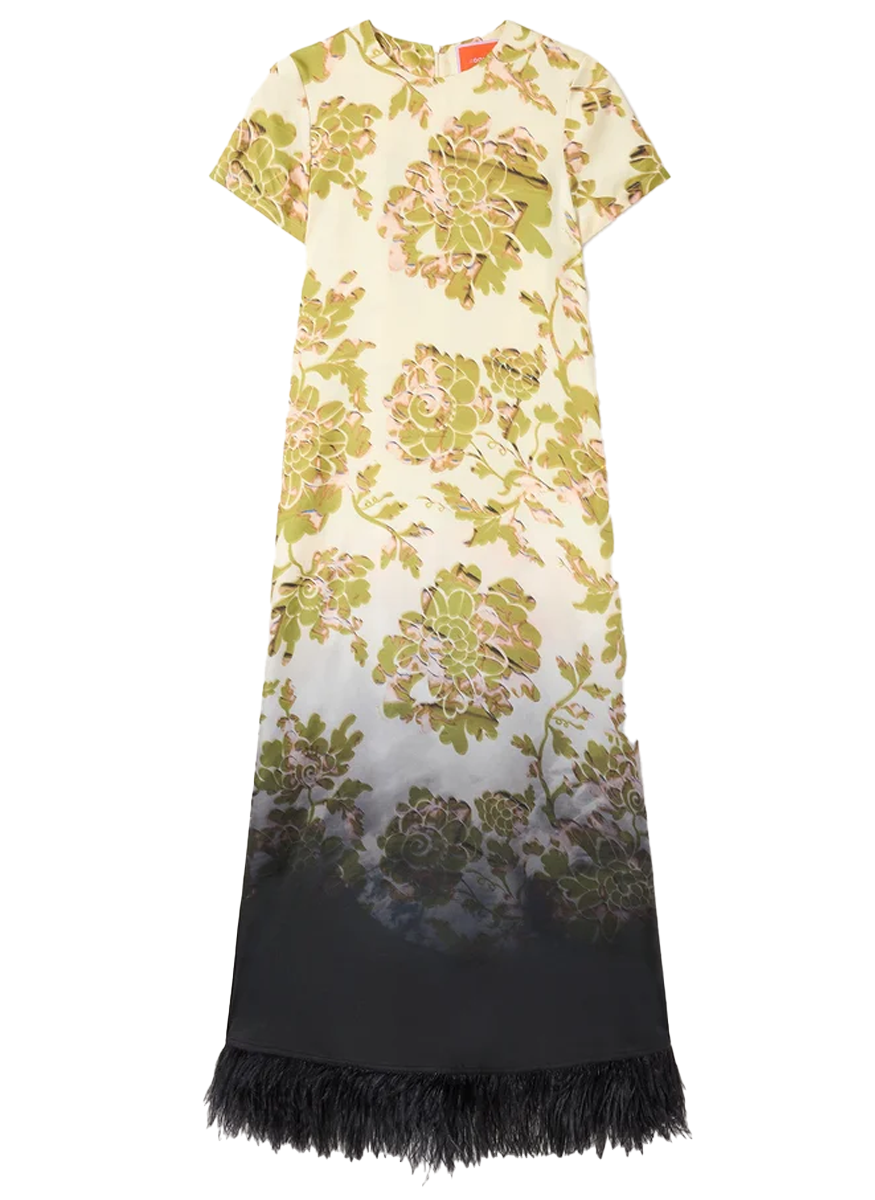 Swing Dress Ombré Placée with Feathers
