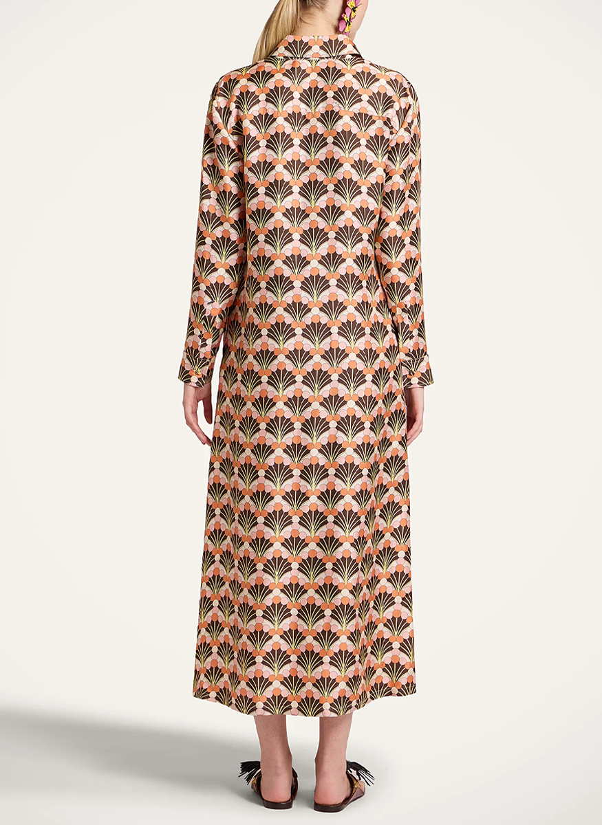 Chemise Swing Dress in Florette Fan Brown - La DoubleJ