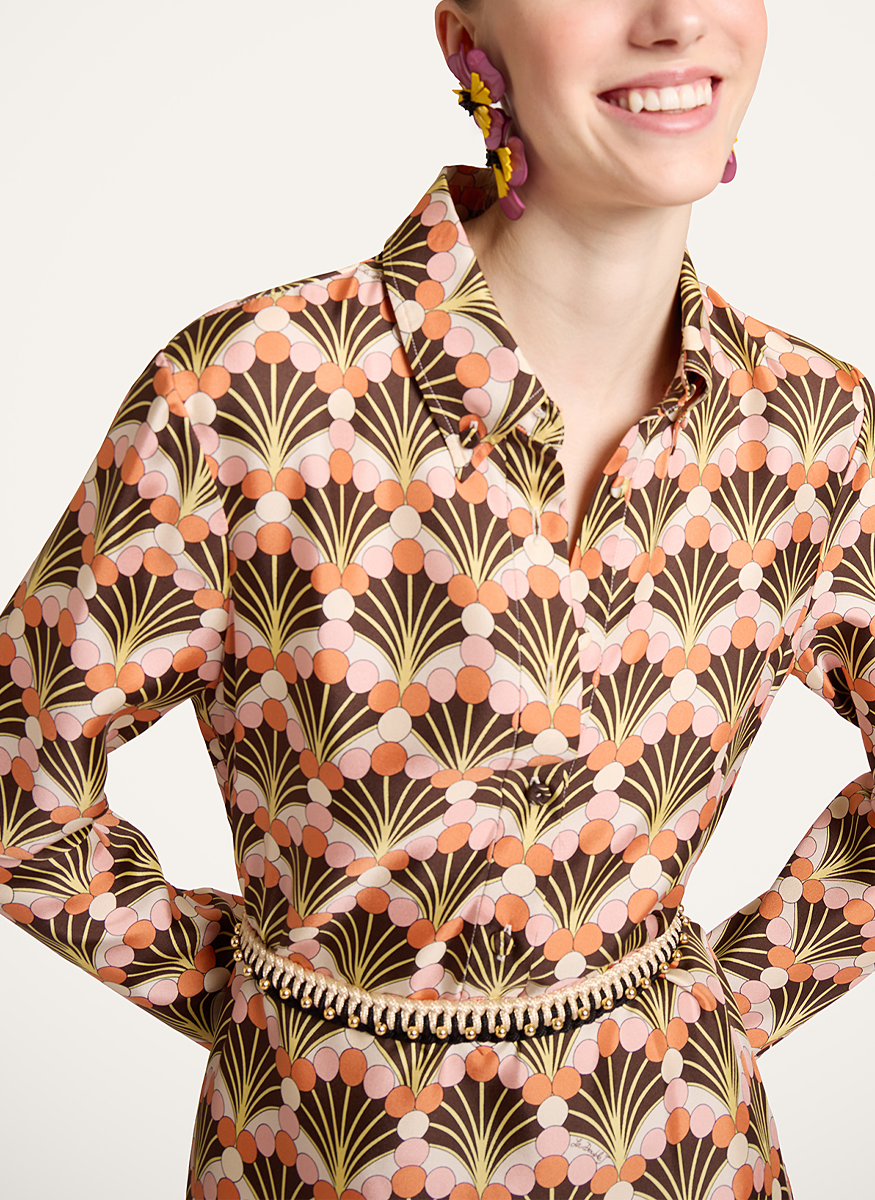 Chemise Swing Dress in Florette Fan Brown - La DoubleJ
