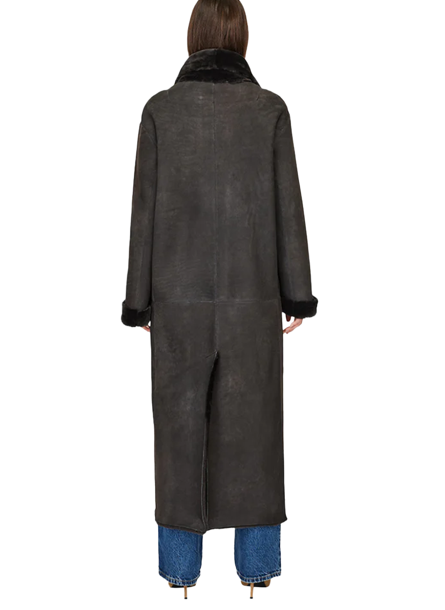 Danielle Black Vintage Reversible Shearling Duster - HiSO