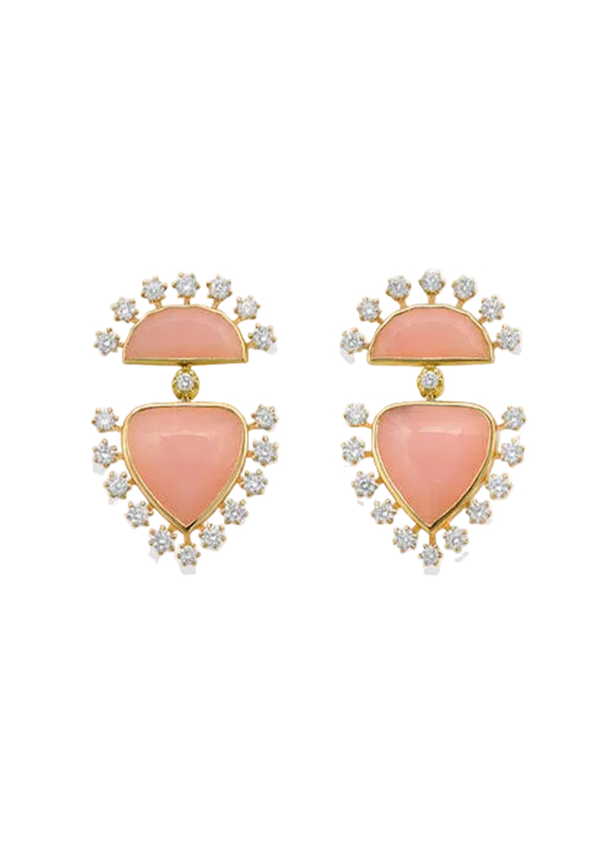 Daystar Earrings, Pink Opal