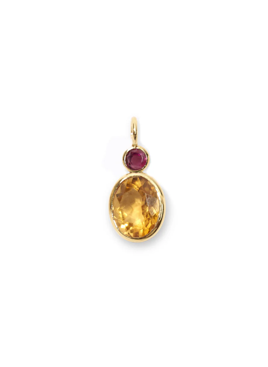 Garnet & Citrine 14k Gold Necklace Charm