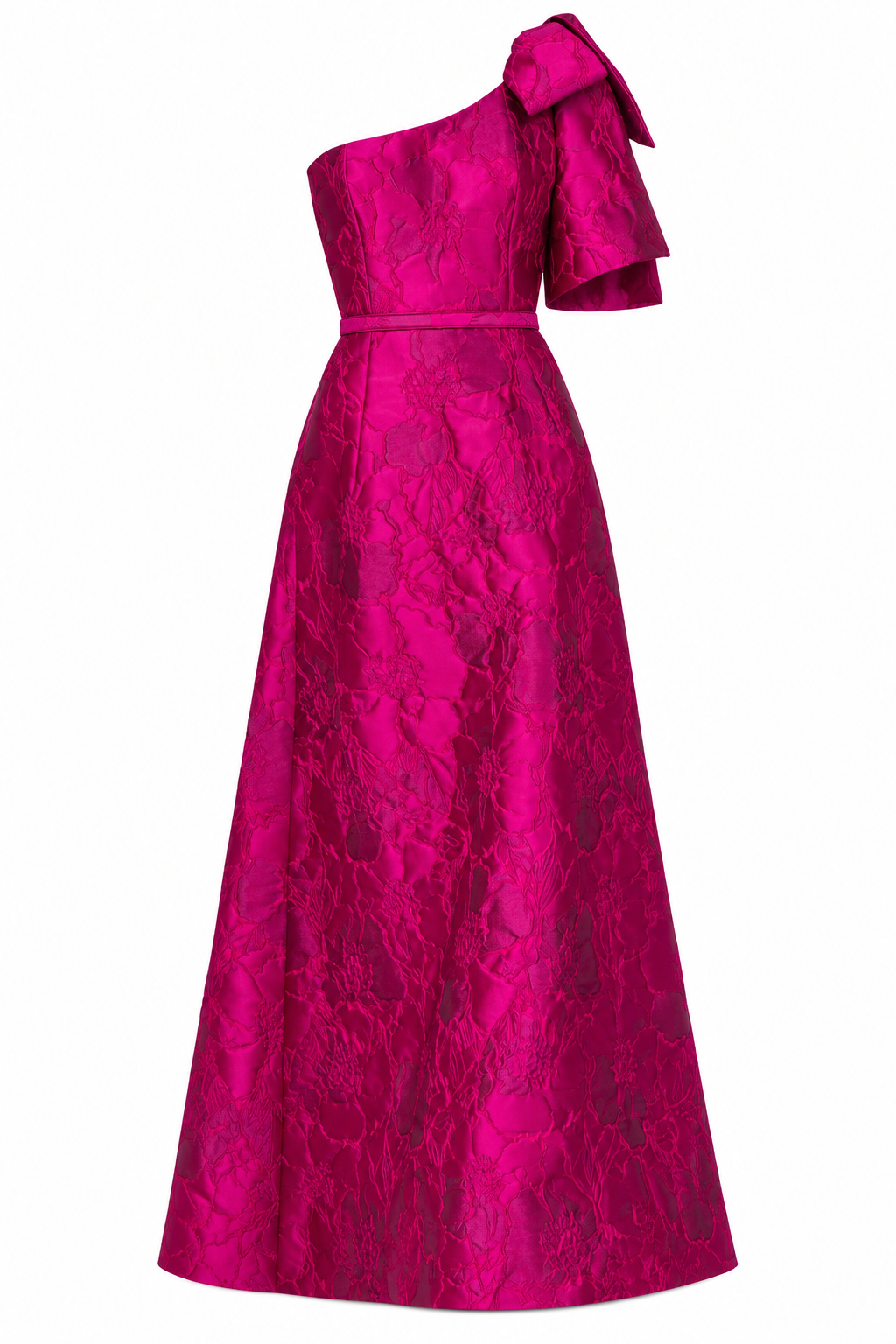 Spanish Silk Brocade One Shoulder Gown