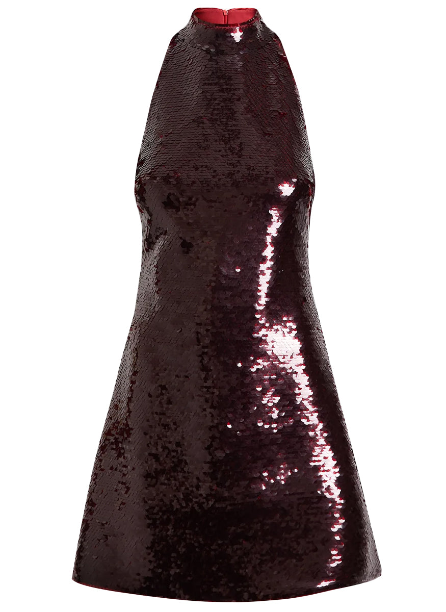 Edie Mini Dress in Rhubarb Marmalade Sequin - Safiyaa