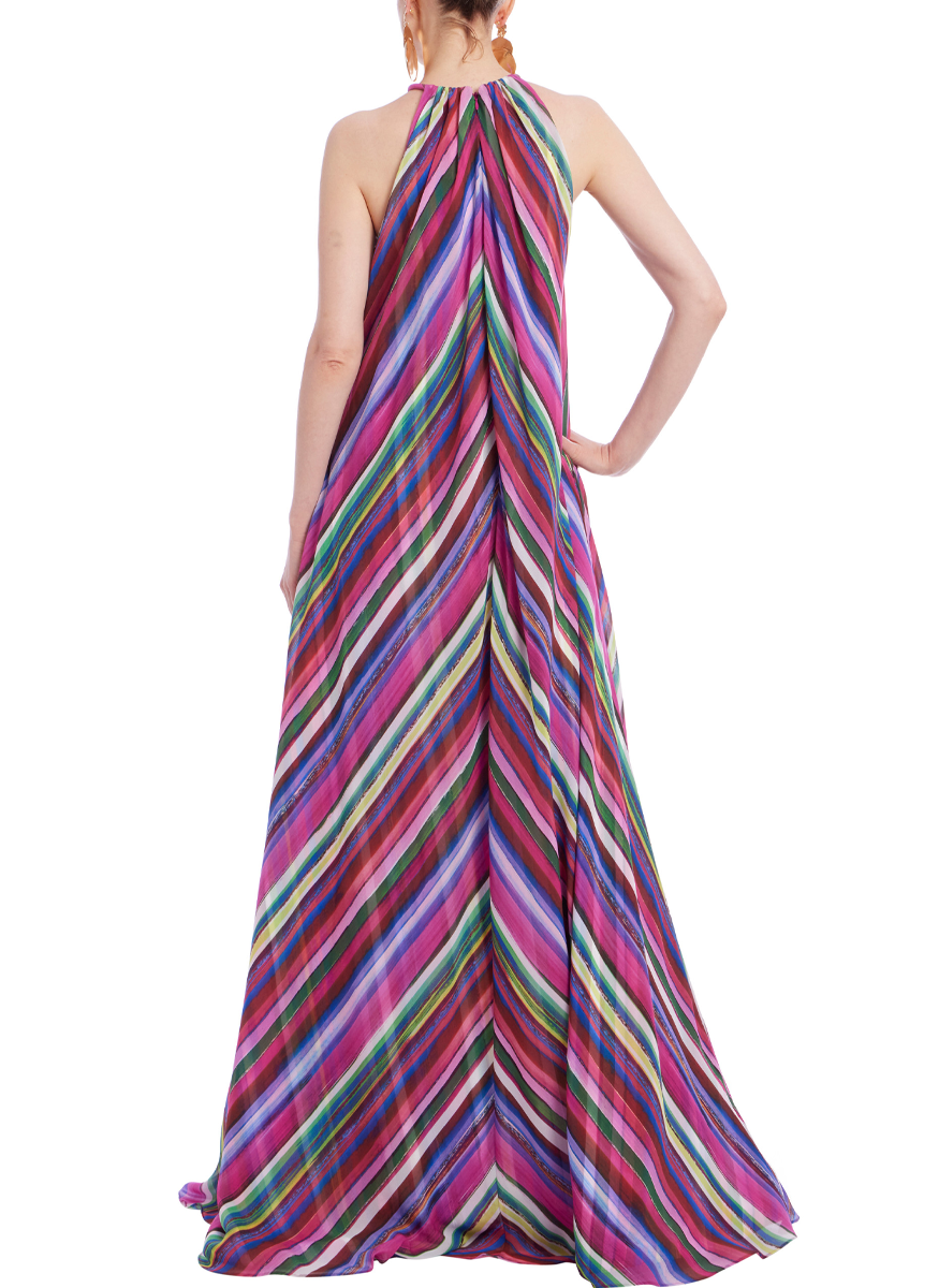 Stripe Halter Gown - Badgley Mischka