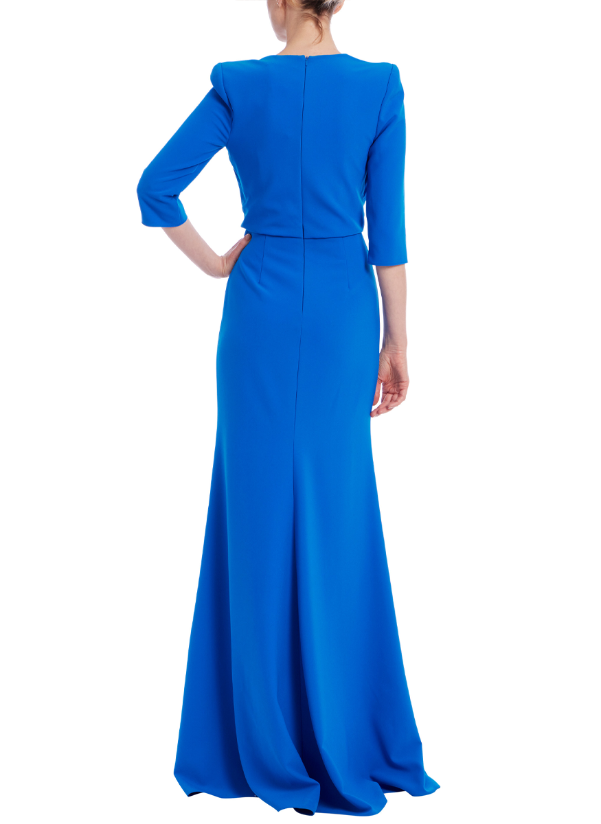 Draped Bodice Gown with Sleeve - Badgley Mischka