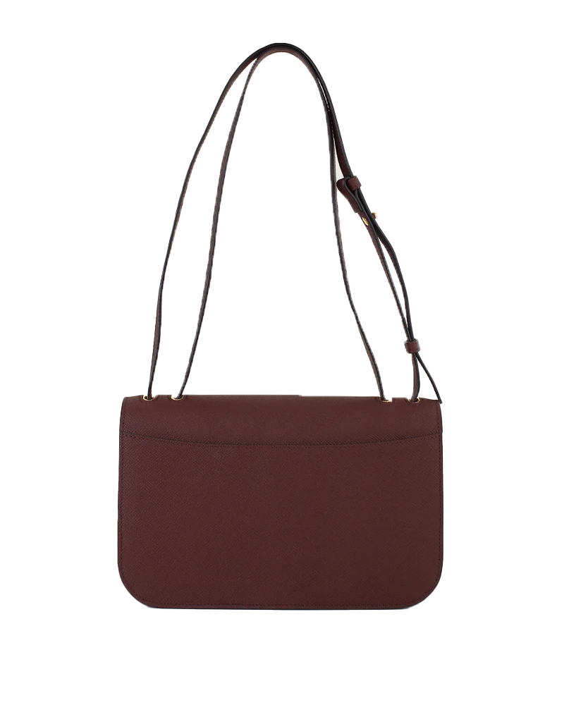 Leather Flap Bag Elysee East and West in Prune - Michino Paris