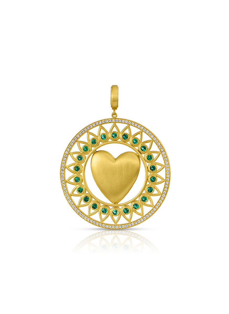 Emerald Heart Medallion Pendant