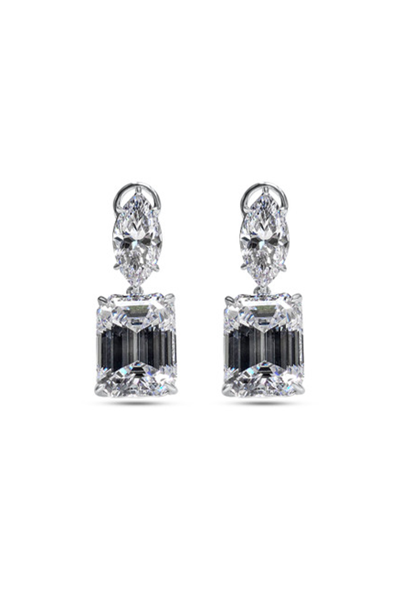 Small Marquise Emerald Drop Earrings