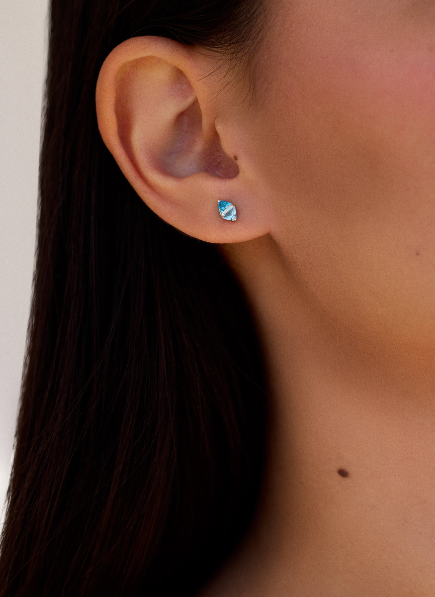 "Tilly" Studs, Blue Topaz