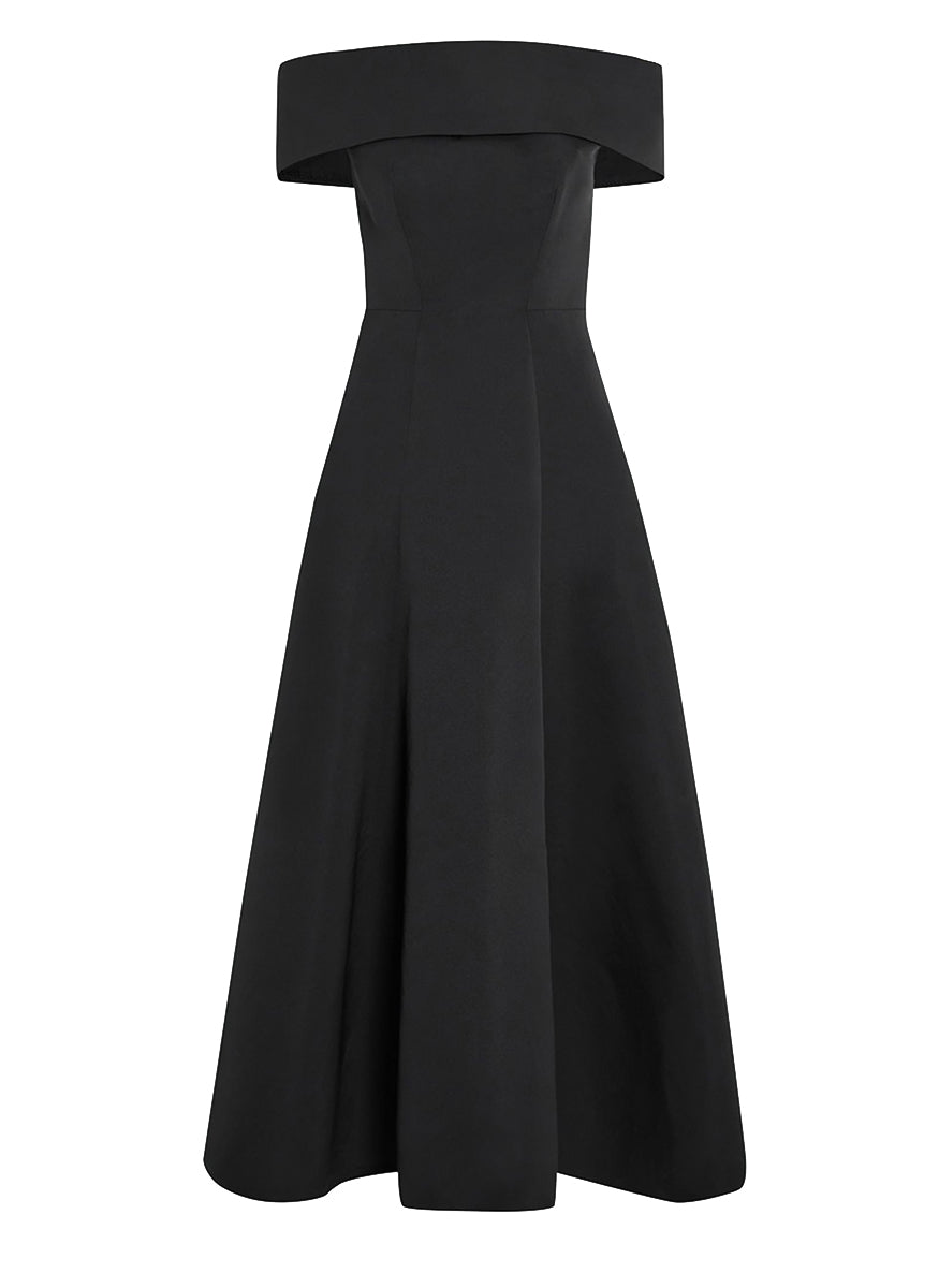 Kristiana Midi Dress in Black Faille