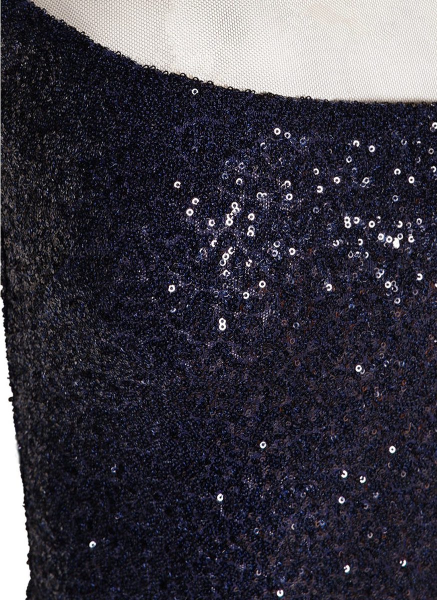 Stretch Sequin Illusion Neckline Column Gown - Naeem Khan