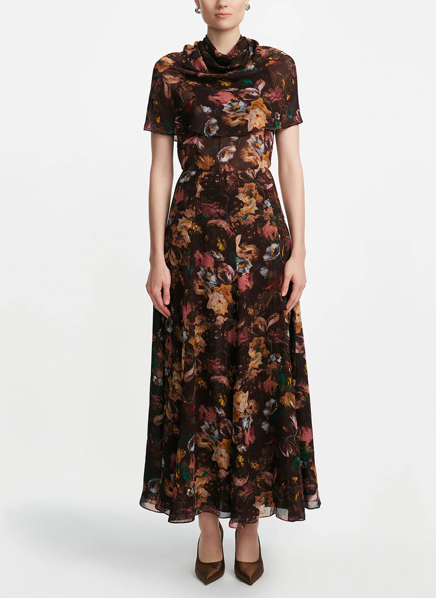 Trumpet Floral Chiffon Skirt