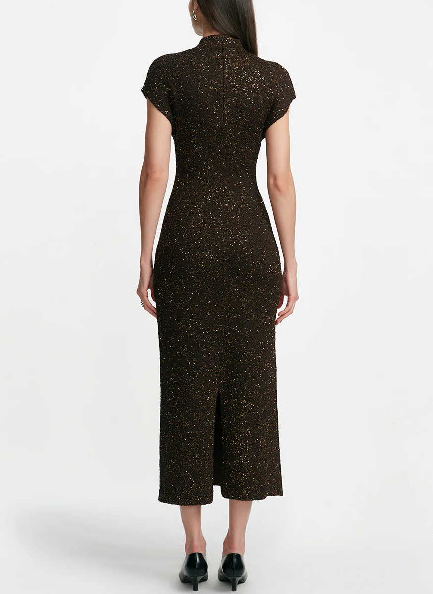 Sequin Knit Mock Neck Dress - Lela Rose