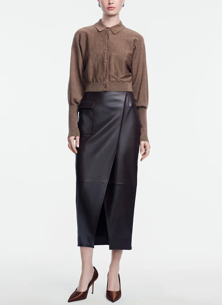 Cropped Dolman Cardigan in Camel