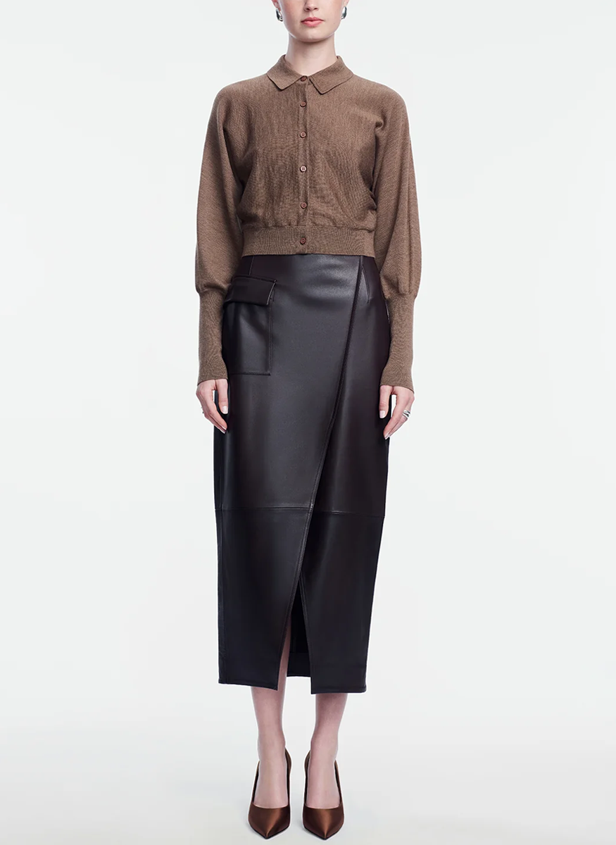 Cropped Dolman Cardigan in Camel - Lela Rose