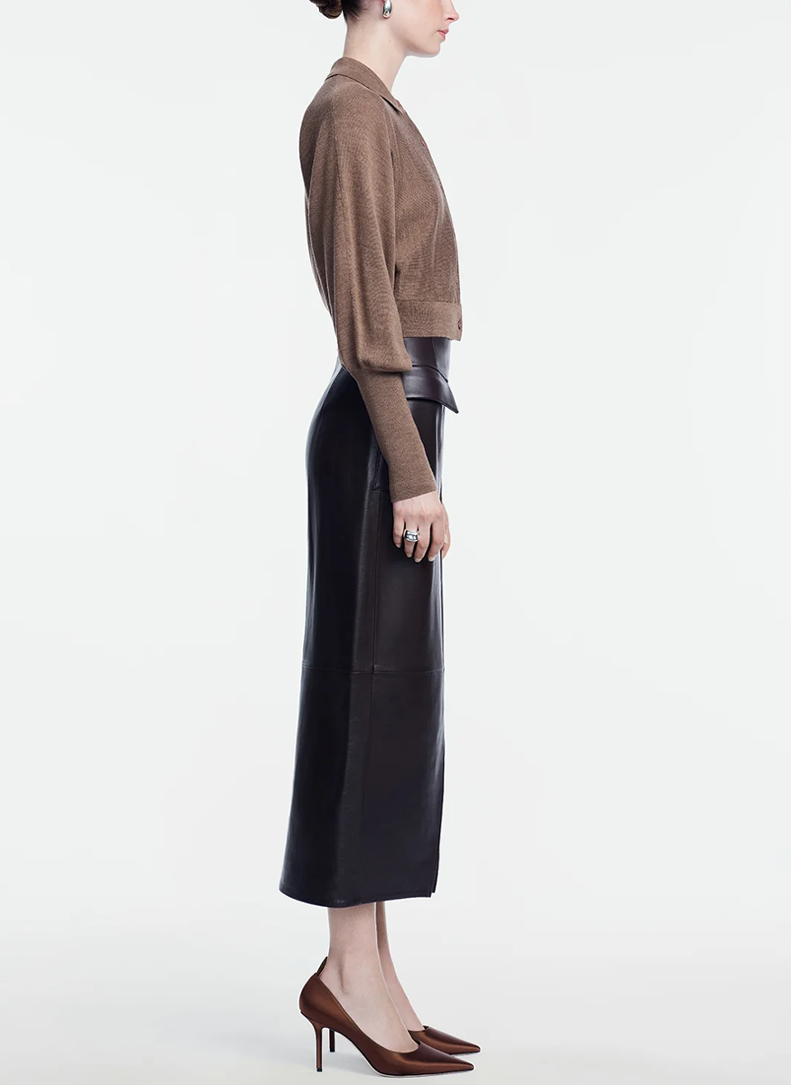 Cropped Dolman Cardigan in Camel - Lela Rose