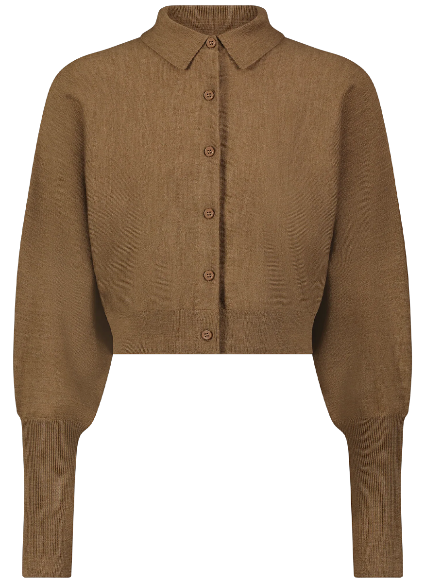 Cropped Dolman Cardigan in Camel
