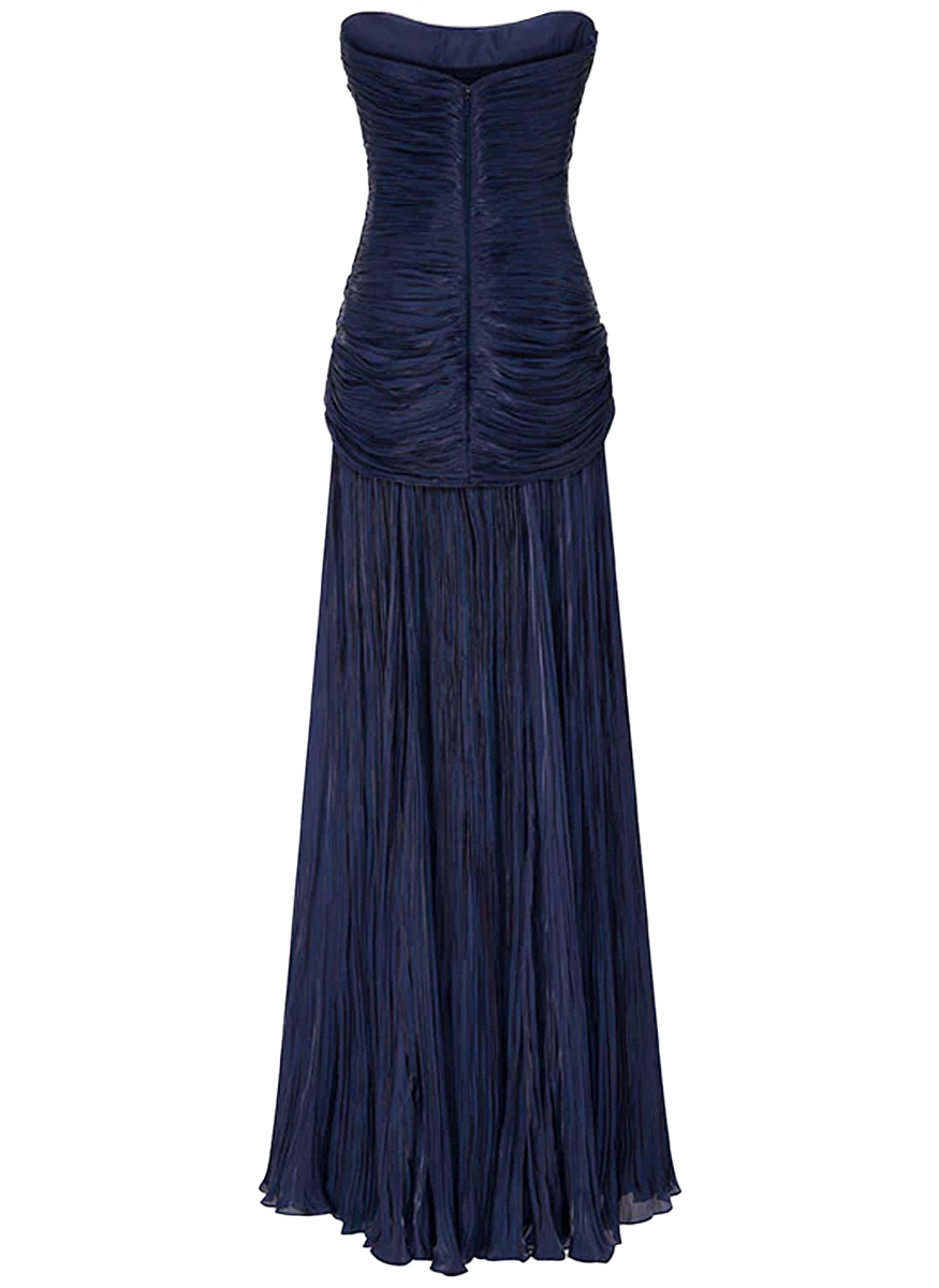 Hand Pleated Silk Organza Gown with Cape - Marmar Halim