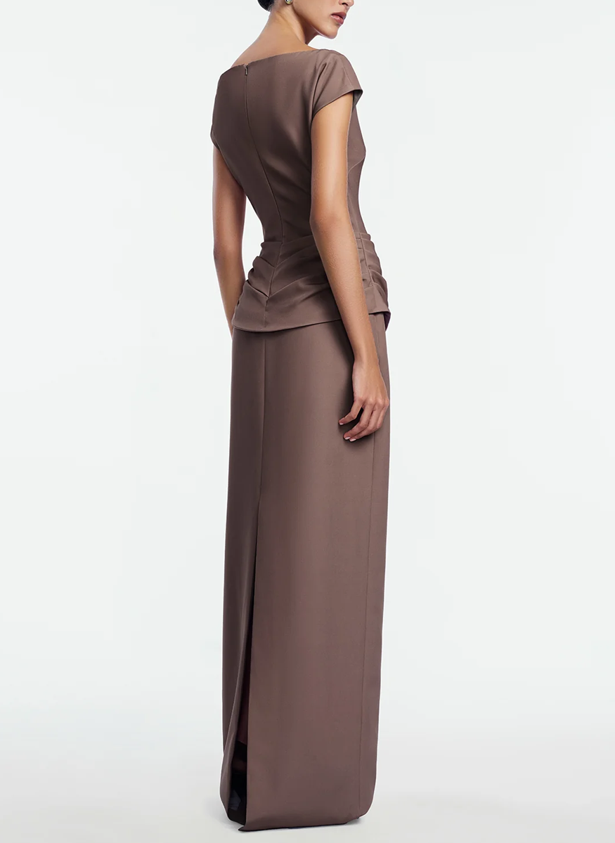 Floral Crepe Boat Neck Gown - Lela Rose