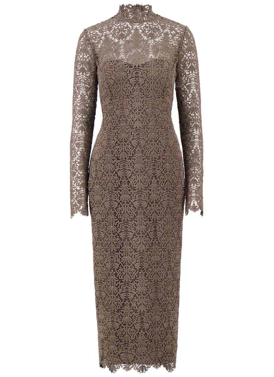 Chenille Lace High Neck Dress