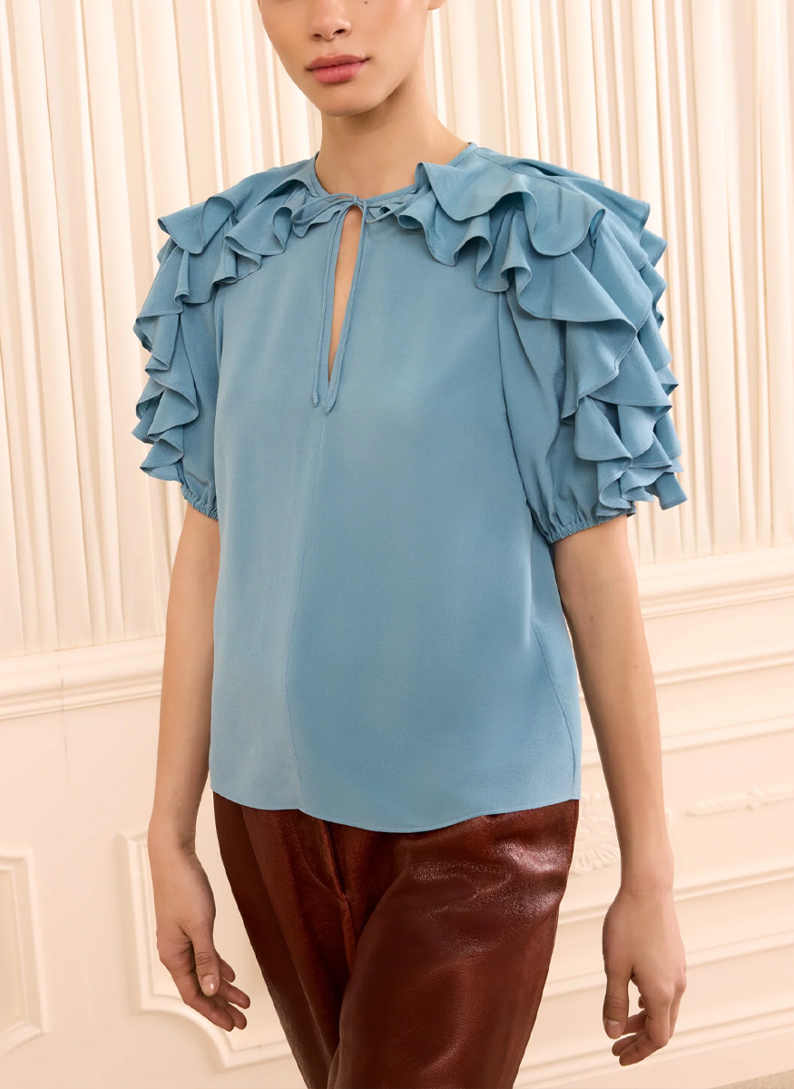 Josephine Short Sleeve Silk Top - Ulla Johnson