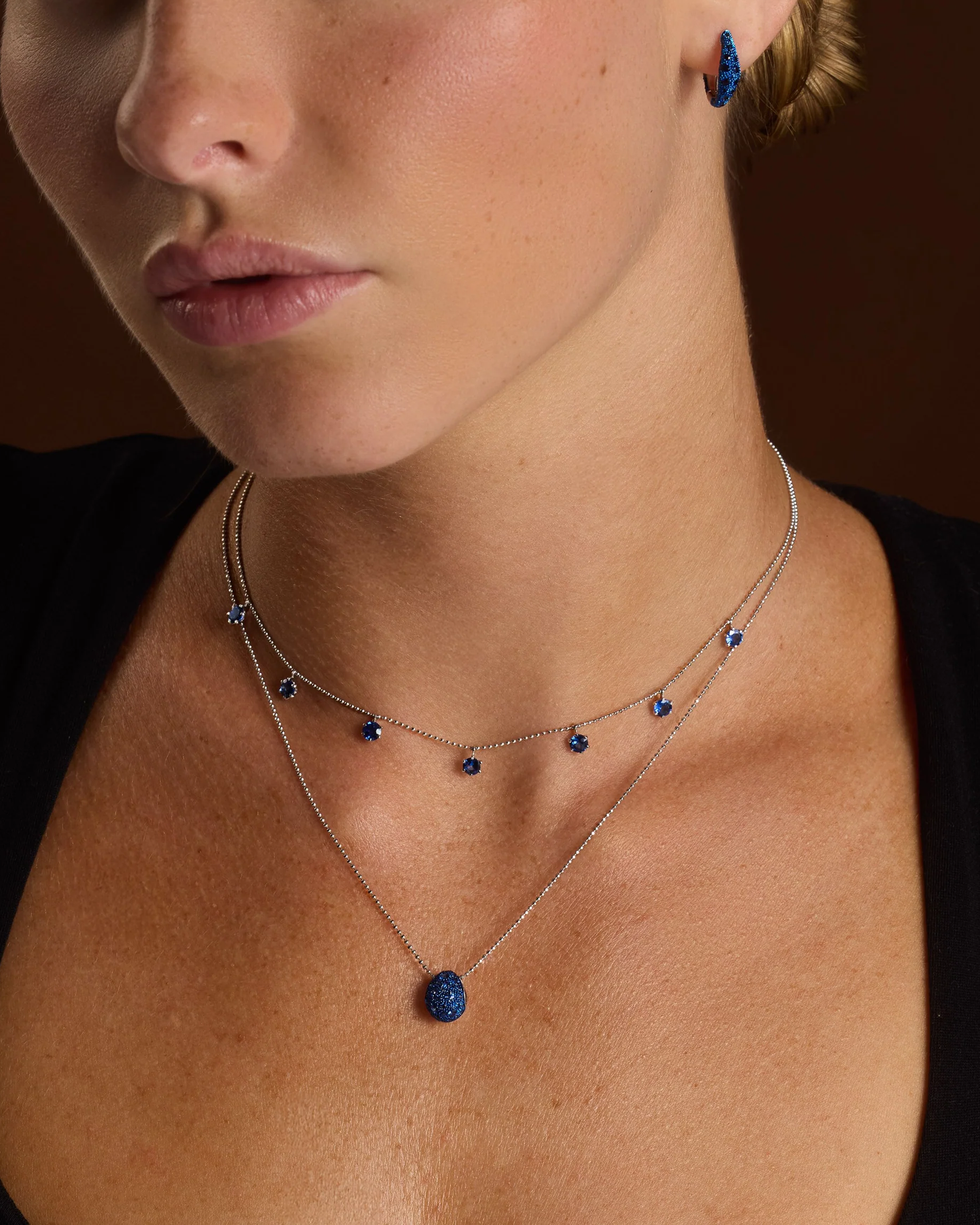 Floating Blue Sapphires Necklace