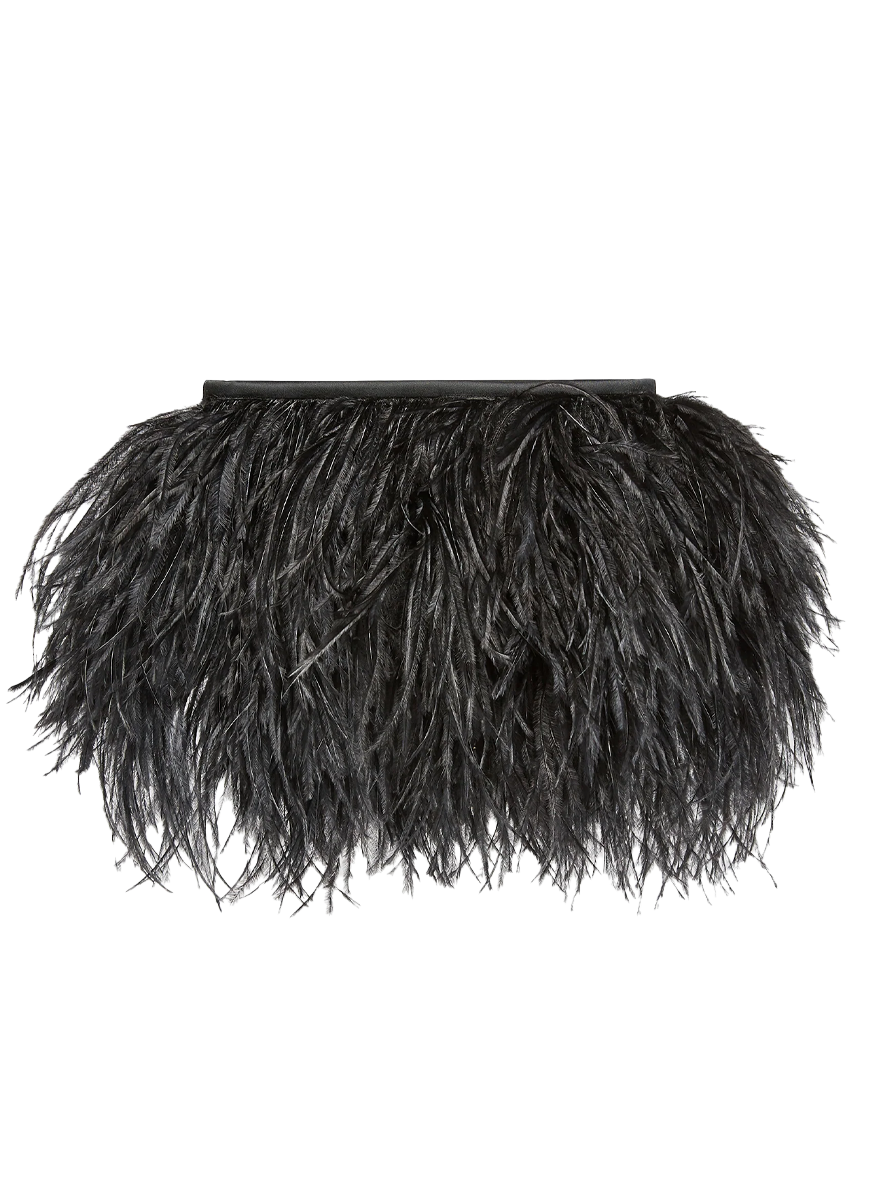 Small Feather Clutch in Black