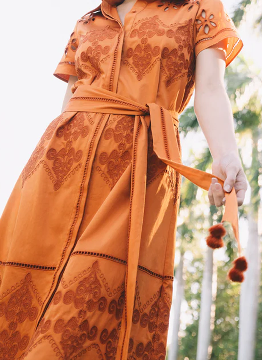 Eva Cotton Dress in Burnt Sienna - Figue