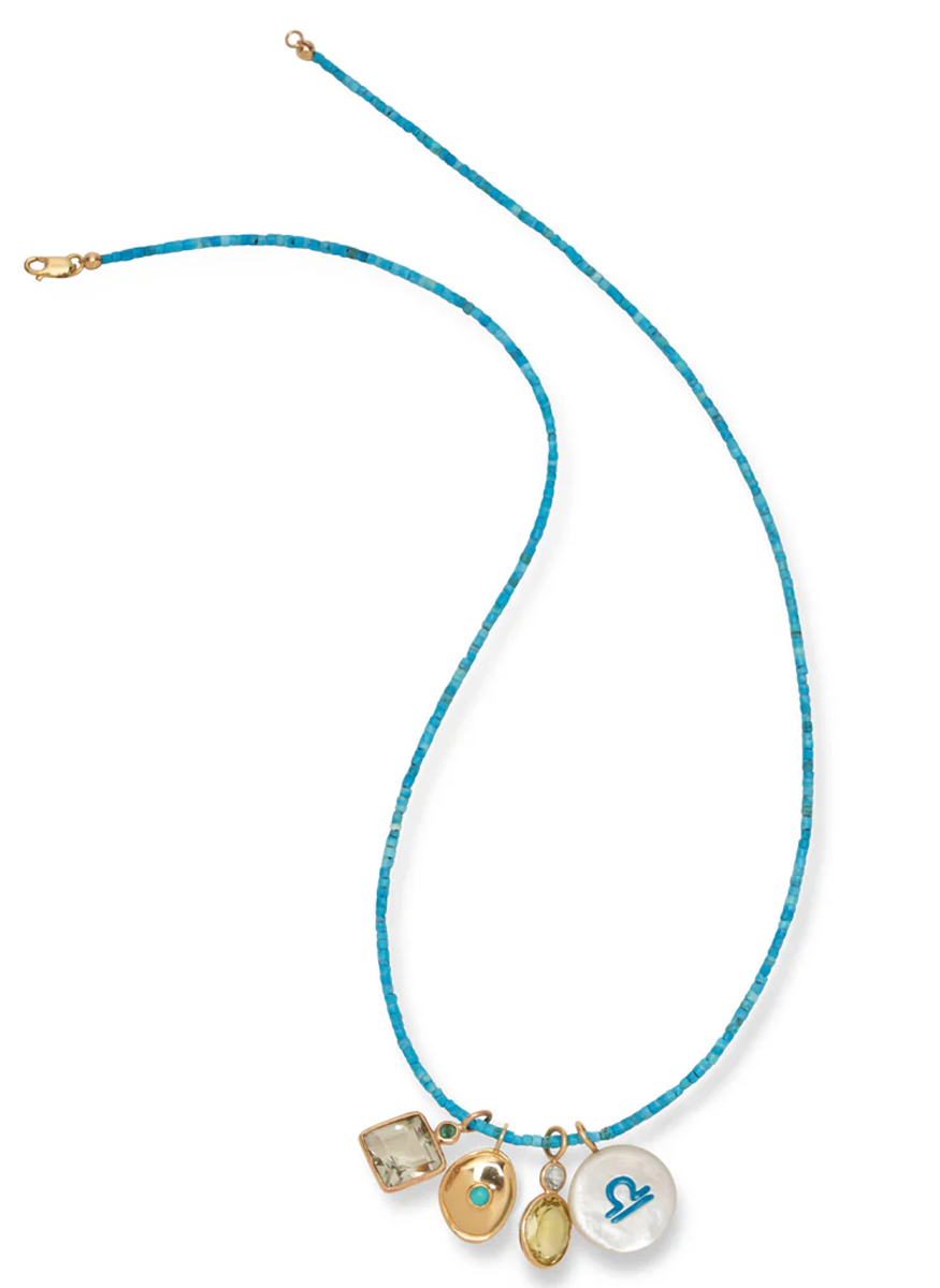 Tiny Turquoise Necklace, 16", 14K Gold