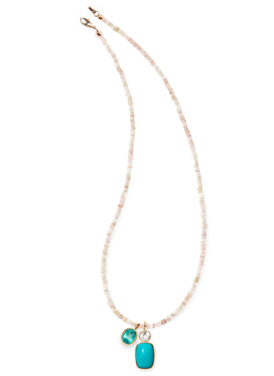 Tiny White Opal Necklace, 18", 14K Gold