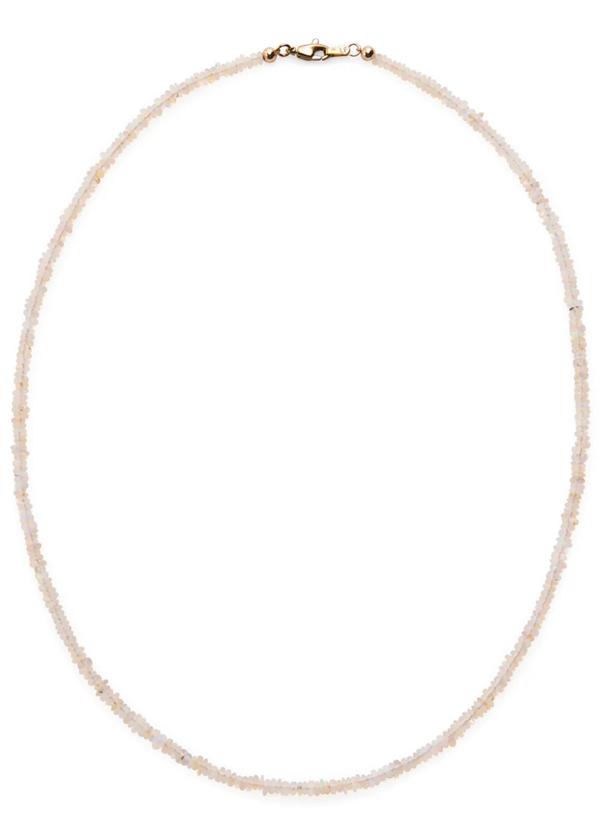 Tiny White Opal Necklace, 18