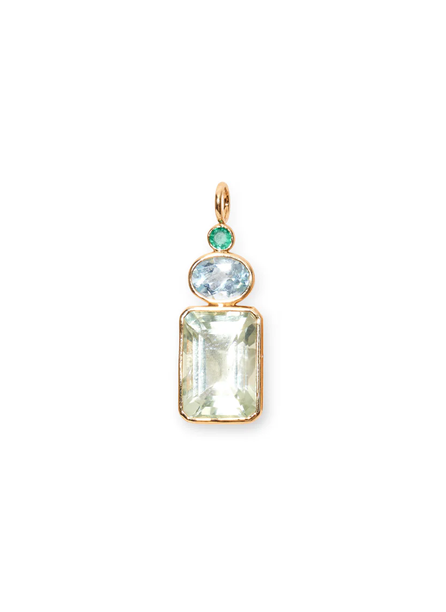 Emerald, Topaz, Green Amethyst Charm