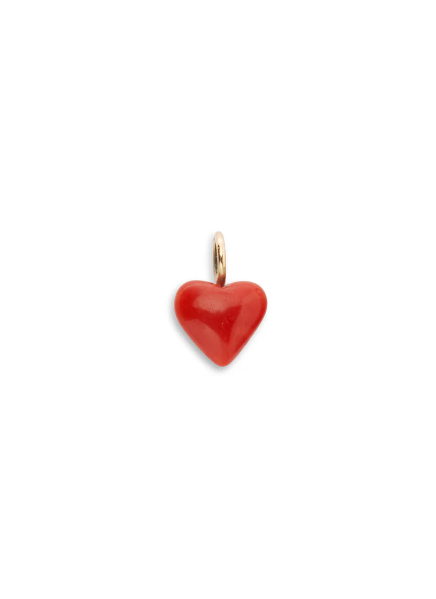 Puffy Coral Heart Charm Pendant, 14K Gold