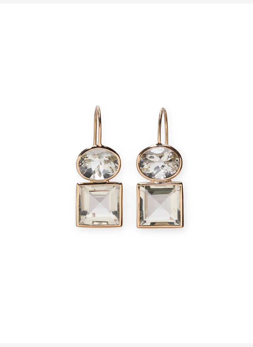 Duo Earrings In Green Amethyst