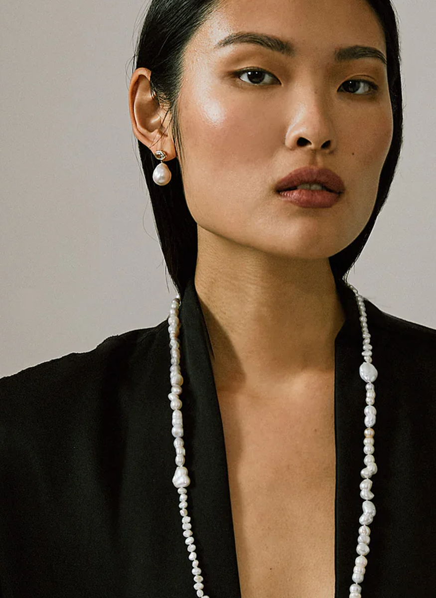 Palazzo Pearl and Green Amethyst Earrings